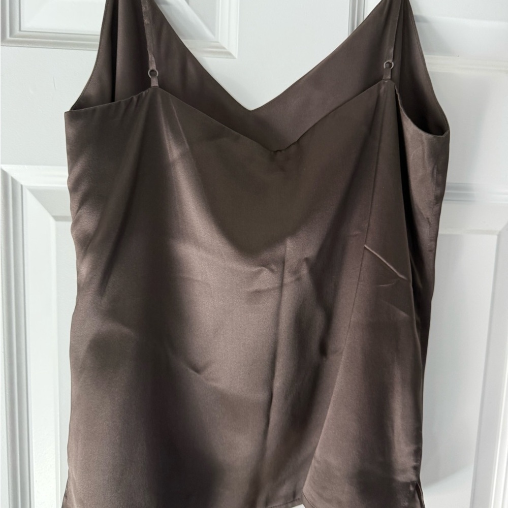 L'AGENCE Brown Satin Camisole Top